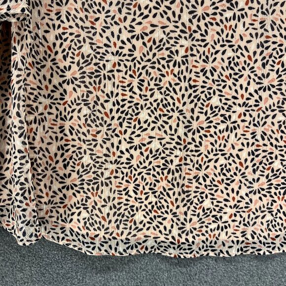 BCBGeneration Top Womans XS Pink Floral Bell layered Long Sleeve metallic Thread - Picture 6 of 16